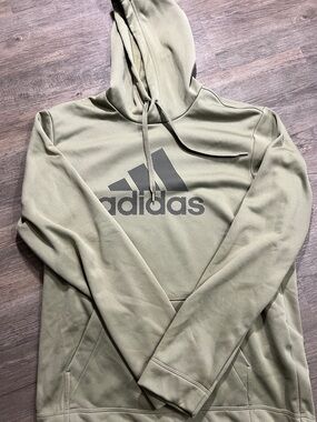 adidas Men’s Olive Green Crewneck Hoodie with Black Logo